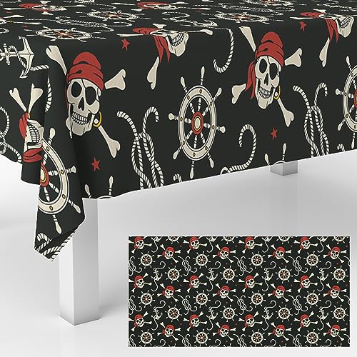Pirate Skull Tablecloth 53x98 Inches for Pirate Theme Party Halloween Decorations