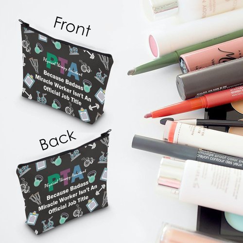 PTA Cosmetic Makeup Bag Physical Therapy Assistant Gift Physical Therapist Appreciation Gift PTA Graduation Gift (PTA Black Bag)