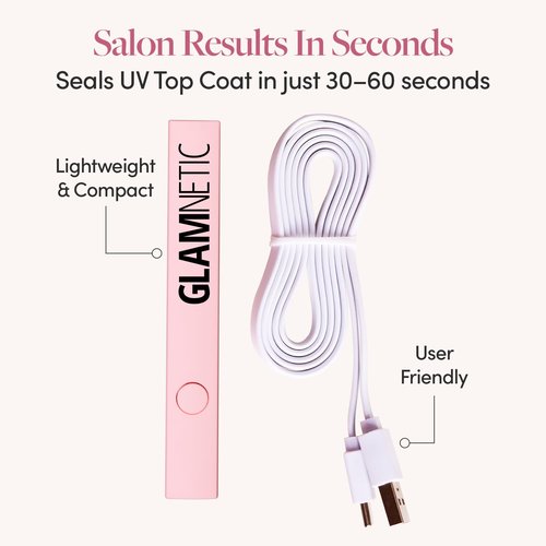 Glamnetic Handheld UV LED Lamp | Compact, Travel-Fiendly Curing Lamp for Nails | Lightweight & Easy to Use | USB Compatible