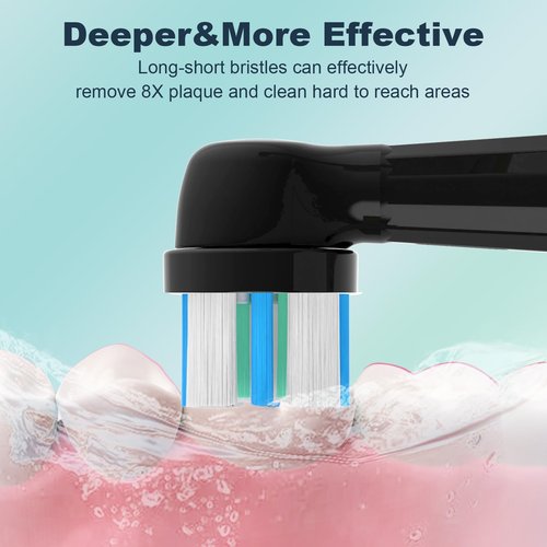 iO Replacement Heads Compatible with Oral B iO Electric Toothbrush,Compatible with Oral B iO Series 2/3/4/5/6/7/8/9/10,Premium Bristles for Deep Cleaning&Gentle Care,Black,8 Pack