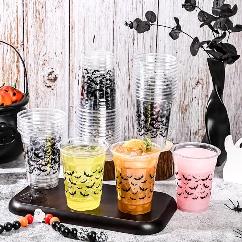 50Pcs Halloween Bat Plastic Cups - 12oz Disposable Party Cups for Fall Events