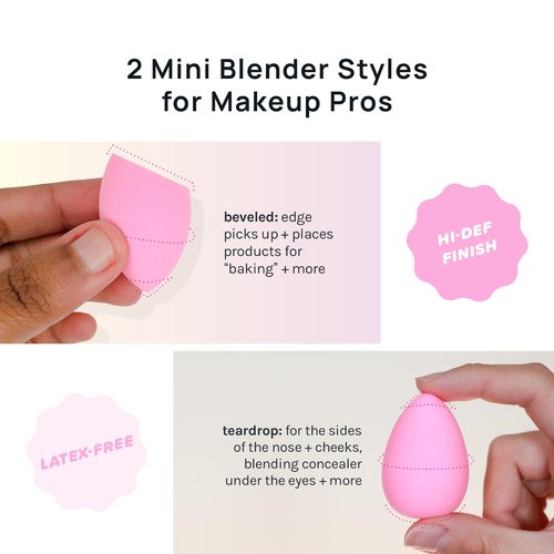 AOA Studio Mini Makeup Sponge Set - Latex-Free, High-Definition Blenders for Powder & Cream | 6 Super Soft Sponges (Pink)