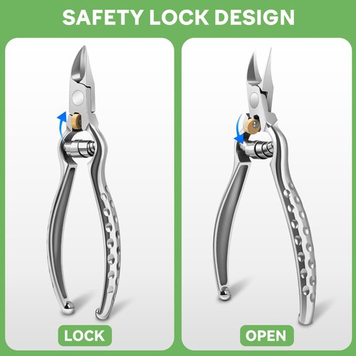 Podiatrist Ingrown Toenail Clippers for Thick Nails, Heavy Duty Toenail Clippers for Seniors with Long Handle, Professional Angled Slanted Nail Clippers for Men, Women, Adult, 3PCS