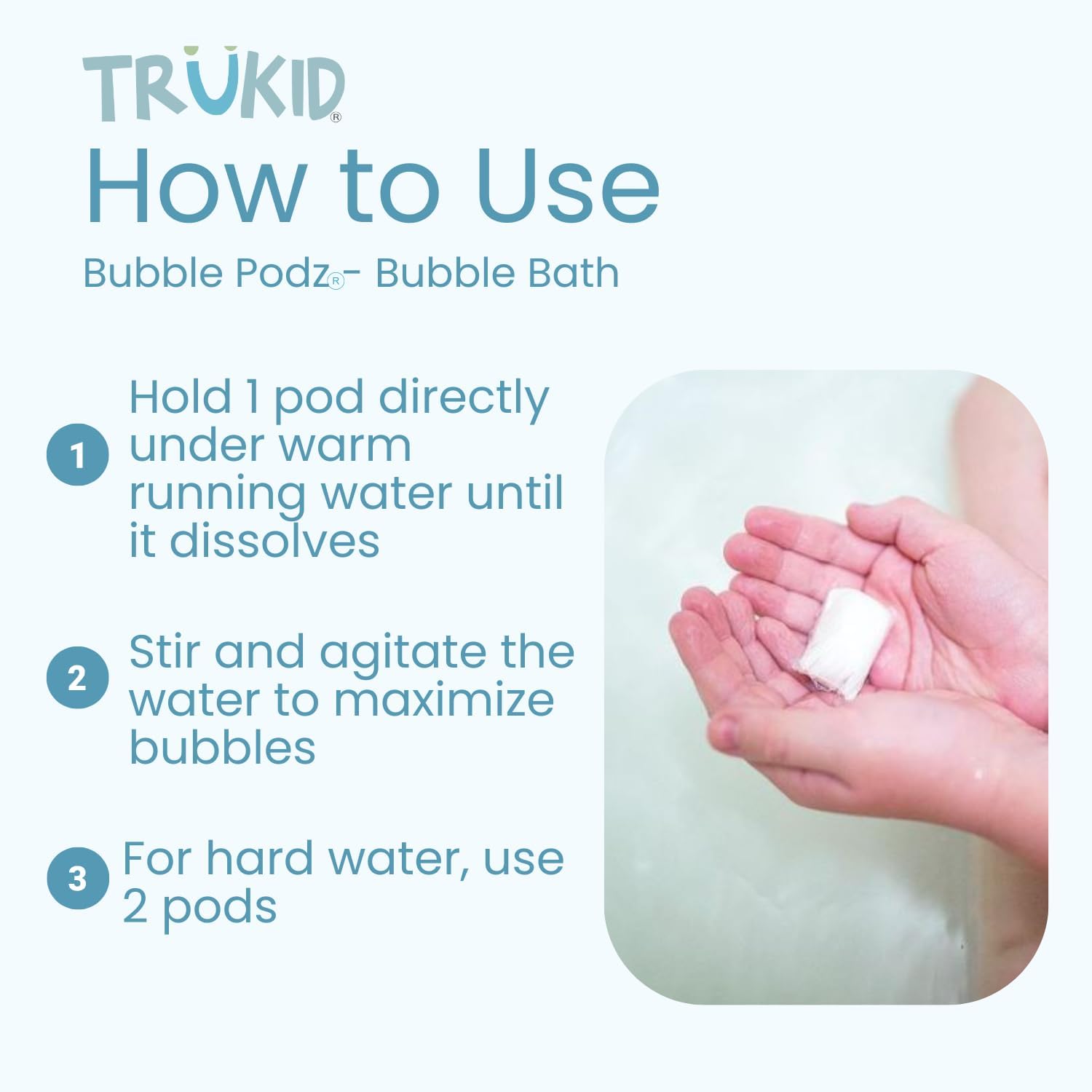 TruKid Bubble Podz | Gentle Bubble Bath for Kids & Toddlers - Eczema-Friendly, pH Balanced, 24 Podz