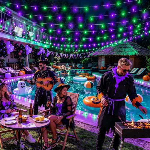 Halloween String Lights 200 LED Purple & Green Indoor Outdoor Plug-In