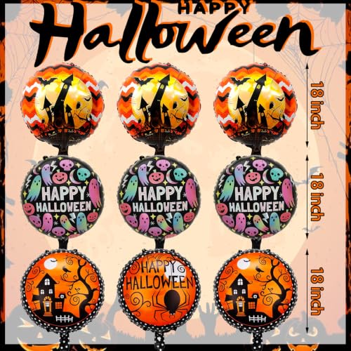 VoVanrola 9PCS Halloween Balloon Set, Ghost Spider Silhouette Foil Balloons - D