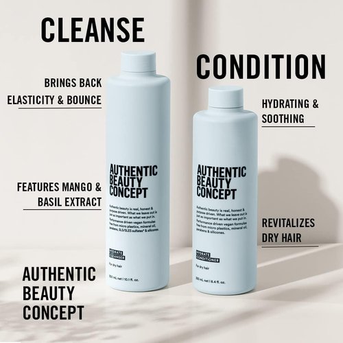 Authentic Beauty Concept Hydrate Conditioner - Moisture & Shine for Normal to Dry or Curly Hair | Vegan & Cruelty-Free