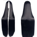 47'' 120cm Long Straight Black Wigs for Women Middle Part Synthetic Straight Black Wig Natural Heat Resistant Black Hair Wig No Bangs for Halloween Costumes Cosplay Party Daily Use