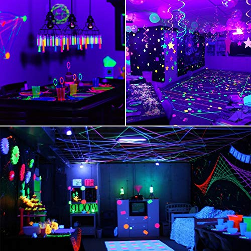 Black UV LED Party Lights 2 Pack, 50W Ultraviolet Fluorescent Lamp for Halloween and Disco