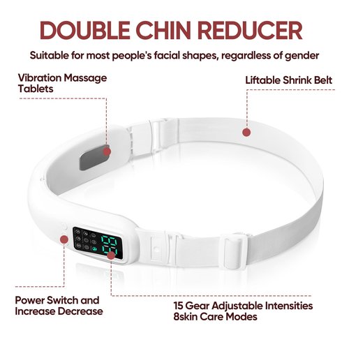 Ceymodir Intelligent Electric Double Chin and V-Shaped Face Machine with 8 Modes & 15 Adjustable Intensities - Women's V-Face Device - White