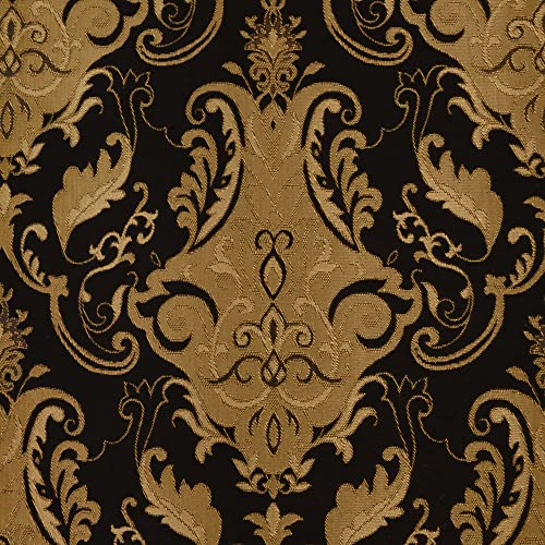 Jacquard Black Damask Fabric Tablecloth 60x104 Inch Luxury Rectangular Cover - Loom and Mill Variation