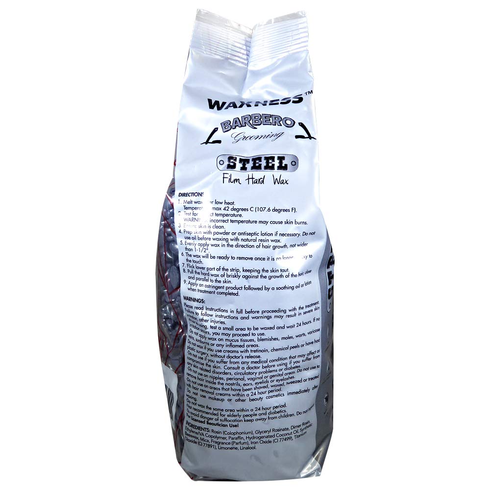 Waxness Barbero Steel Hard Wax Beads 2.2 lb (1 kg) – Stripless Hard Wax for Men’s Grooming, Effective on Coarse Hair, Smooth Application, Professional Use – Made in Italy