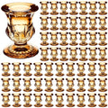 Gold Glass Taper Candle Holders Bulk Set 2.5 Inch - Rustic Wedding Centerpiece