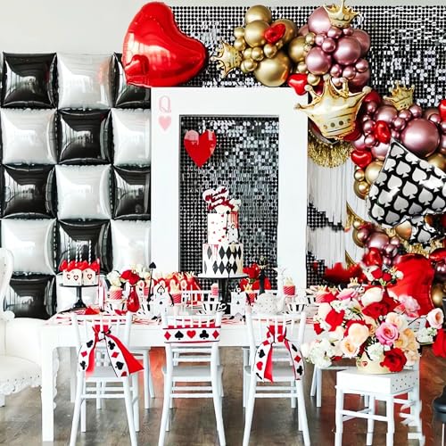 Black and White Square Foil Balloon Backdrop Kit for Parties - 25pcs