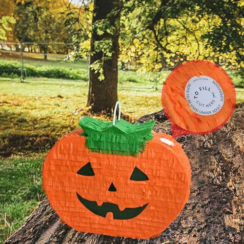 Pumpkin Piñata with Blindfold and Bat for Halloween Party - Variation of Pumpkin