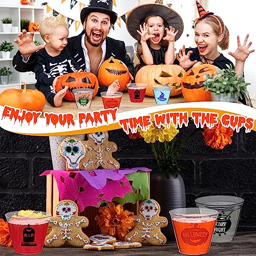 9 oz Halloween Disposable Cups - Vivid Witch and Pumpkin Design, 80 Pack - Cute Style