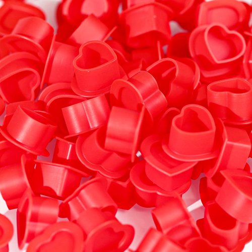 Tattoo Ink Caps Silicone Tattoo Cups Red 200 Pcs with Base for Tattoo, Ink Caps for Tattooing Microblading Tattoo Supplies