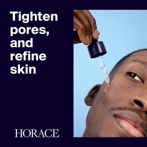 HORACE Salicylic Acid + Niacinamide Face Serum for Men - Anti-Blemish Treatment for Pore Tightening & Smoother Skin - Unscented, 30ml