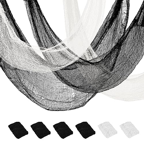 Creepy Cloth Halloween Decoration Set - 6 Pieces 30x72in Black & White Gauze