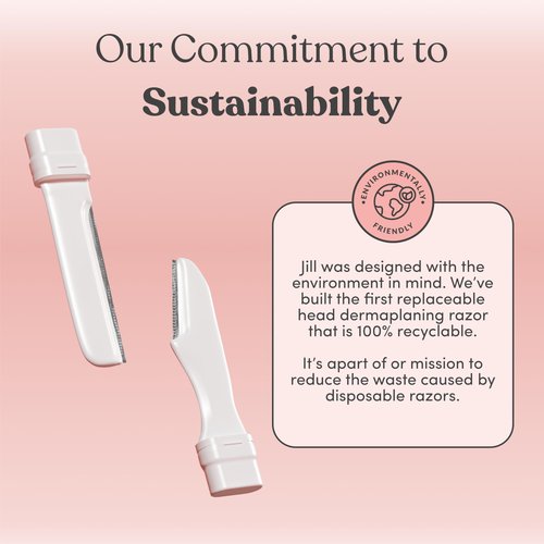 Jill V1 Dermaplane Razor Trial Kit – Beginner Facial Hair Removal & Exfoliation Set with V1 Shave Wand, 2 V1 Dermaplane Blades & Cleaning Cloth – Only Compatible with V1 Refill Blades