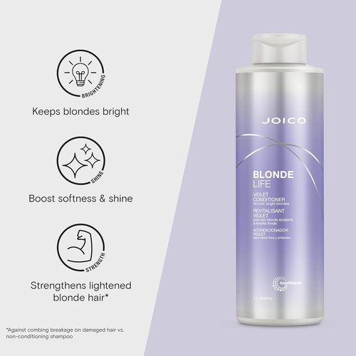 Joico Blonde Life Violet Conditioner - Neutralize Brassy Tones & Boost Shine | Sulfate-Free Formula with Monoi & Tamanu Oil