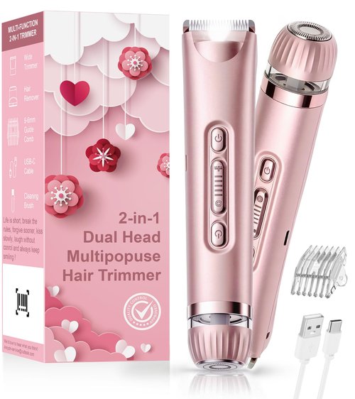 Bikini Trimmer for Women- LED Light Electric Razors for Women for for Face, Bikini, Body, Leg, USB Rechargeable Facial Hair Removal, IPX7 Waterproof Electric Shaver, Painless & Flawless