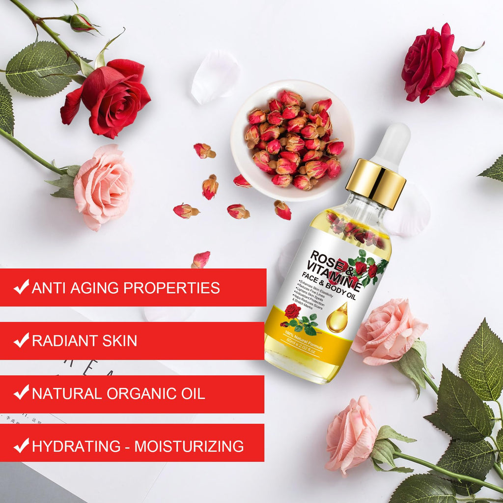 Vitamin E Oil, Vitamin E Oil for Face, Rose & Vitamin E Oil, Face Vitamin E Oil with Gua Sha Tools Set ﻿