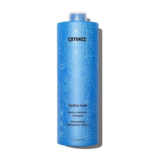 Amika Hydro Rush Intense Moisture Shampoo - Hydrating Formula with Hyaluronic Acid | 10 Fl Oz