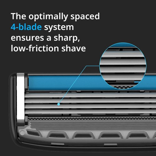 DORCO Pace 4 Pro Razors for Men with Four Blade Cartridges - Smooth Shaving Razor System for Close Comfortable Results - 16 Refill Cartridges, No Handle