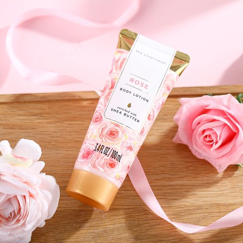 spa luxetique Gift Set For Women, Bath Sets for Women Gift, 8 Pcs Rose Spa Basket Includes Bubble Bath, Shower Gel, Body Lotion, Mom Birthday Gifts, Mother‘s Day Gifts for Her