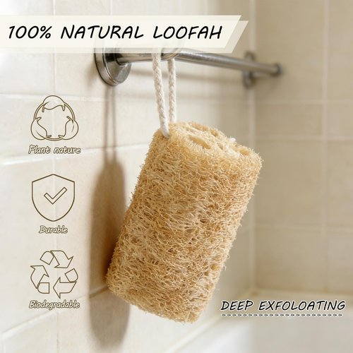 Balifeel Natural Loofah Sponge Organic Loofa Set 6 Pack,Exfoliating Body Scrubber Shower Luffa Men and Women for Bath Cleaning Skin Back and Face Eco Tool