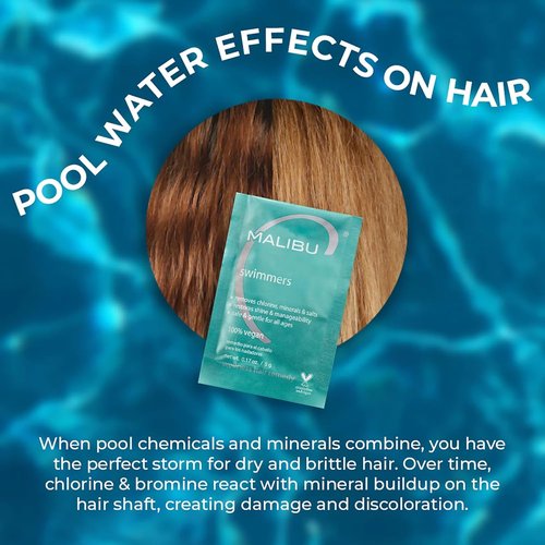 Malibu C Swimmers Wellness Hair Remedy - Protects Against Chlorine Discoloration - Hydrating Vitamin C Complex