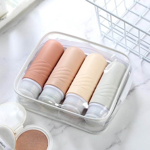 Gemice Travel Bottles for Toiletries, Tsa Approved 3oz Portable Travel Bottles, BPA Free Leak Proof Squeezable Travel Size Containers, Travel Accessories for Shampoo Conditioner Lotion (4 Pack)