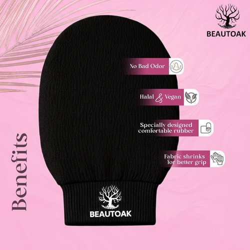 Beautoak Antimicrobial Korean Exfoliating Mitt for Shower with Smell Protection - Exfoliating Glove Body Scrubber - Skin Exfoliator & Dead Skin Remover for body (1 Pack)