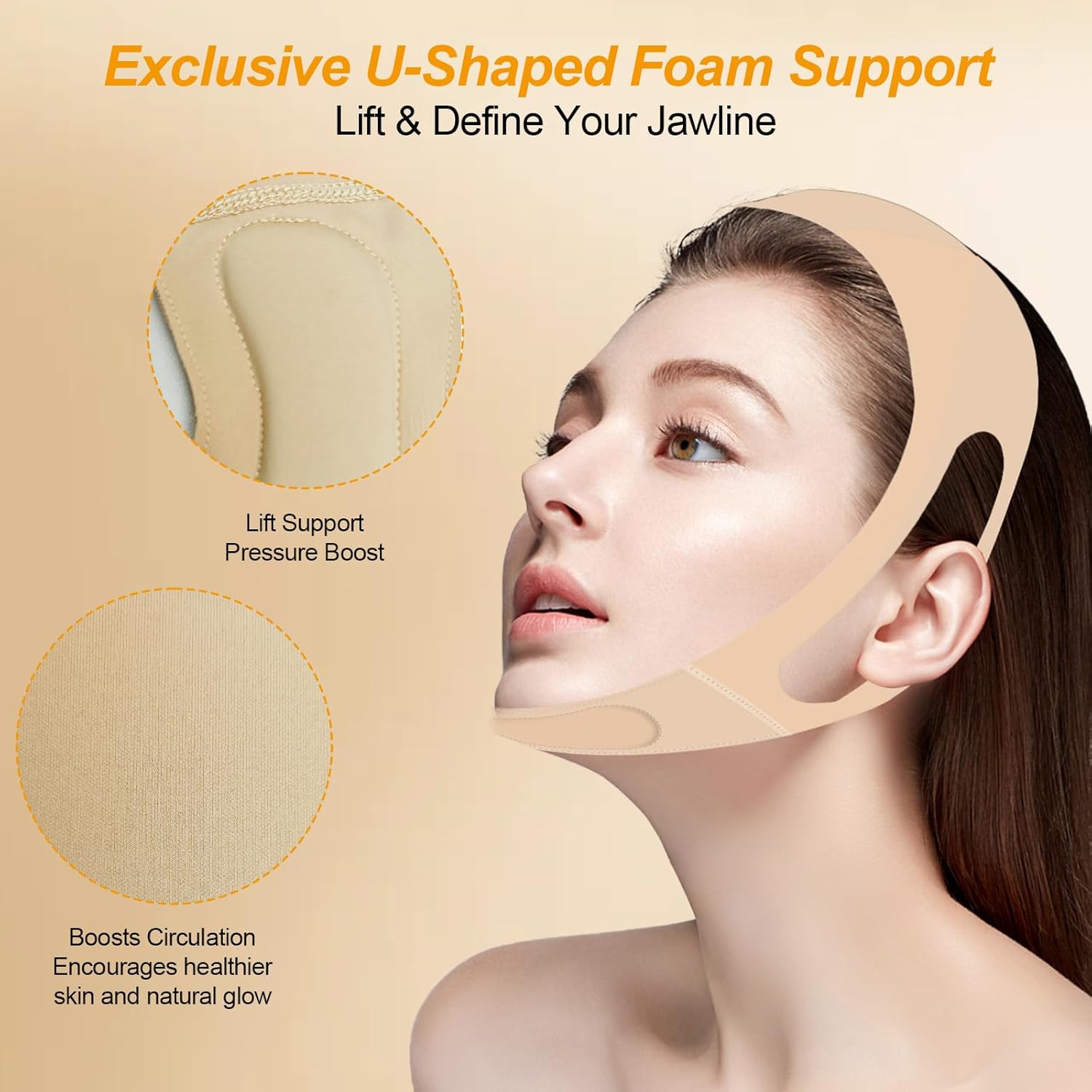 V Line Lifting Mask - Ear-Friendly Chin Strap for Sleeping | Reusable U-Shaped Double Chin Support