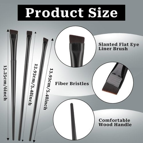 Skiennix 12 Pack Angled Eyeliner Brush Set - Ultra Thin Eyebrow & Eye Makeup Applicators