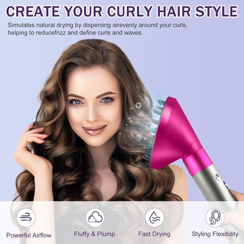 Dyson Upgraded Large Diffuser Attachment - Converts Airwrap Styler to Hair Dryer, Heat Resistant Nylon, Rose