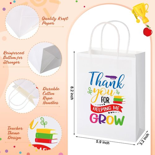 Resholder 25 Pcs Teachers Appreciation Gift for Women Teacher Kraft Paper Bags Makeup Bags Sticky Notes Ballpoint Pens and Bookmarks Graduation Gifts for Tutor Appreciation Week Gift Sets Bulk