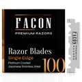 100 Facón Single Edge Razor Blades for Barber Straight Razor, Straight Razor Blades for Shaving, Platinum Japanese Stainless Steel for Smooth & Precise Shave, Premium Replacement Barber Razor Blade