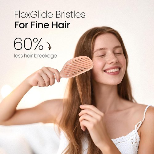 AIMIKE Rose Luxe Detangler Brush - Pain-Free Vented Design with Ultra-Soft FlexGlide Bristles for Effortless Knot Removal | Ideal for Thin & Fine Hair