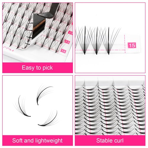 TDANCE Premade Fans Eyelash Extensions 320 Fans Pre Made Fans Lash Extensions Middle Stem Heat Bonded Premade Lash Fans Volume Lash Extensions(320-WISPY-7D-0.05-D-8-15mm)