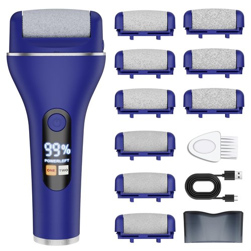 AdamPark Electric Callus Remover for Feet, Rechargeable Portable Electronic Foot Callus Remover 2-in-1 Wet/Dry Foot Scrubber Electric Toot File for Hard Cracked Dry Dead Skin（Blue）