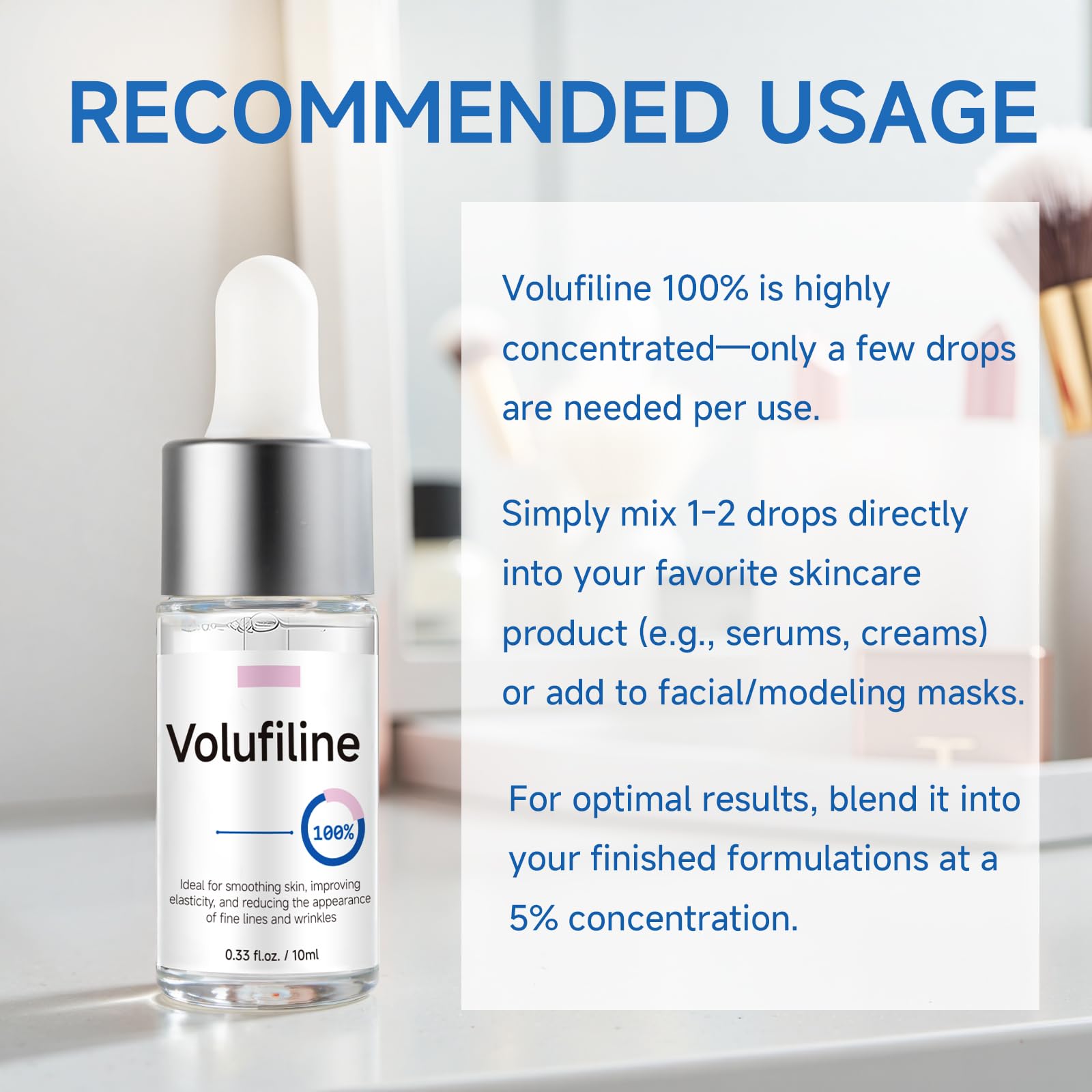 Volufiline Serum, Volufiline Serum Under Eye, Cosmetic Grade Ampoule for Improve Skin Elasticity Face Body Fine Lines Hydrating Texture, 10ml*2