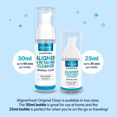 EverSmile AlignerFresh Original Clean Foam – Cleaner Compatible w/Invisalign and All Clear Aligners & Retainers – Eliminates Bacteria, Whitens Teeth, Fights Bad Breath – 25ml (1 Pack)