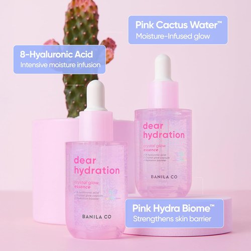 BANILA CO Dear Hydration Crystal Glow Essence - Hydrating Serum with Pink Cactus & Hyaluronic Acid (50ml)