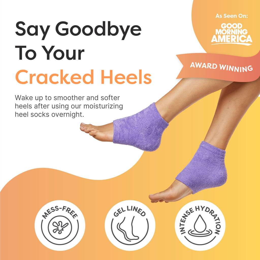ZenToes Moisturizing Socks for Cracked Heel Treatment, Vitamin E, Olive Oil and Jojoba Oil Infused Heel Socks, Spa Gifts for Women, Relaxation Gifts for Women (Fuzzy Lilac Purple, Regular)