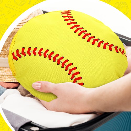 Reginary 12 Pcs Softball Makeup Bags Team Gift Round Sport Cosmetic Bags Canvas Softball Pouch Portable Makeup Pouch Travel Organizer for Women Men Team Player Travel