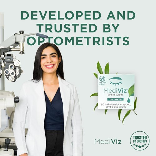 Tea Tree Eyelid Cleanser Wipes - Soothing Dry Eye Relief | 30 Single-Use Towelettes for Demodex Removal