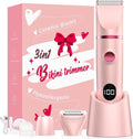 Skiennix Bikini Trimmer for Women - 3-in-1 Waterproof Electric Razor with LED Display | Pink