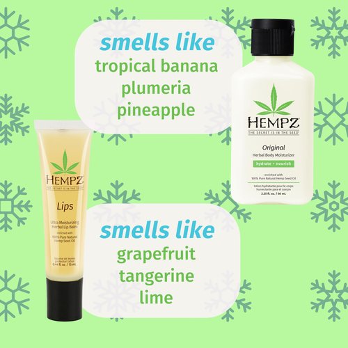 Hempz Original Mini Lotion and Lip Balm Gift Set, All is Bright Kit, Limited Edition, 2.25 oz and .44 oz